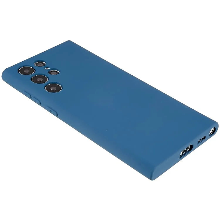 For Samsung Galaxy S22 Ultra 5G TPU Shock-Absorption Flexible Phone Case Liquid Silicone Texture 2.0mm Thick Arc Edge Camera Protection Cover