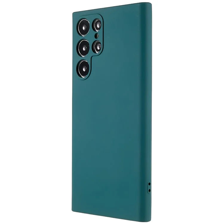 For Samsung Galaxy S22 Ultra 5G TPU Shock-Absorption Flexible Phone Case Liquid Silicone Texture 2.0mm Thick Arc Edge Camera Protection Cover