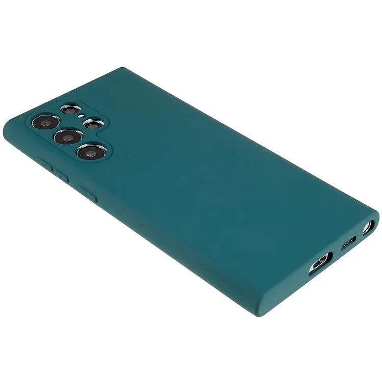 For Samsung Galaxy S22 Ultra 5G TPU Shock-Absorption Flexible Phone Case Liquid Silicone Texture 2.0mm Thick Arc Edge Camera Protection Cover