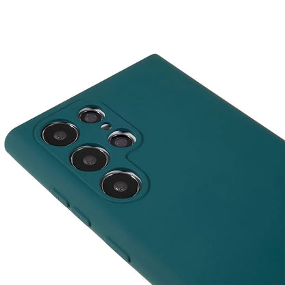For Samsung Galaxy S22 Ultra 5G TPU Shock-Absorption Flexible Phone Case Liquid Silicone Texture 2.0mm Thick Arc Edge Camera Protection Cover