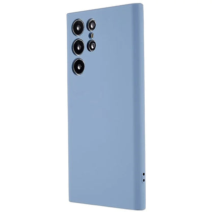 For Samsung Galaxy S22 Ultra 5G TPU Shock-Absorption Flexible Phone Case Liquid Silicone Texture 2.0mm Thick Arc Edge Camera Protection Cover