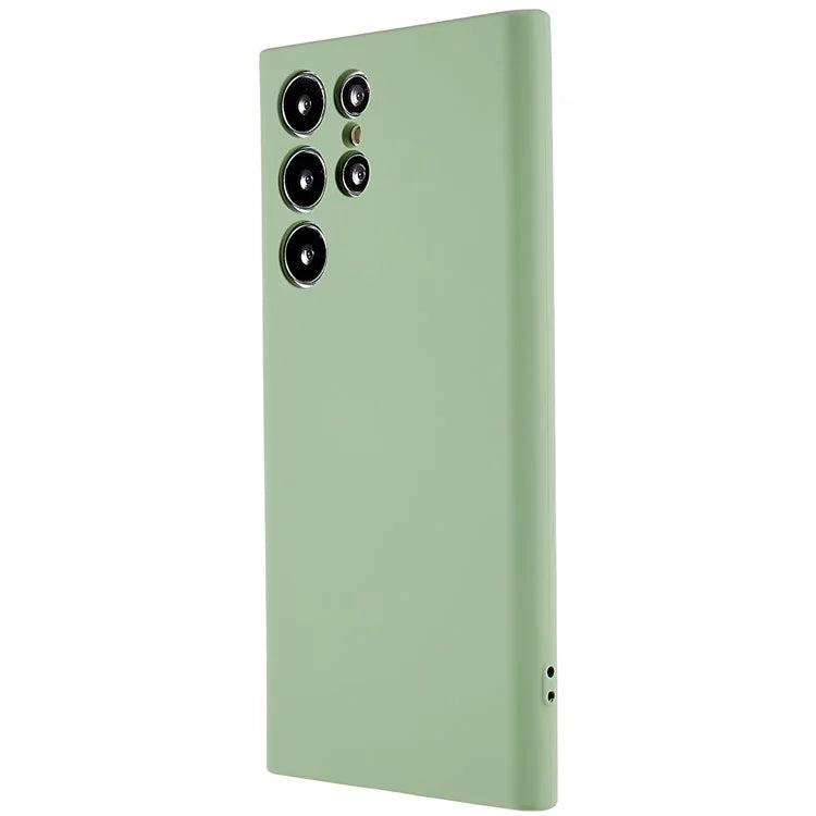 For Samsung Galaxy S22 Ultra 5G TPU Shock-Absorption Flexible Phone Case Liquid Silicone Texture 2.0mm Thick Arc Edge Camera Protection Cover