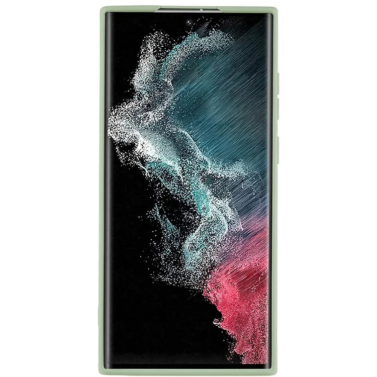 For Samsung Galaxy S22 Ultra 5G TPU Shock-Absorption Flexible Phone Case Liquid Silicone Texture 2.0mm Thick Arc Edge Camera Protection Cover