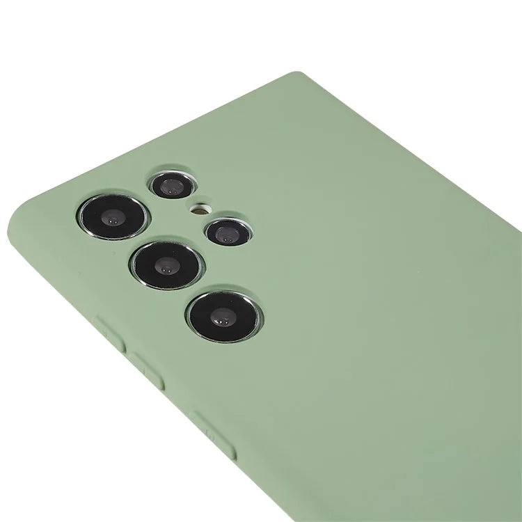 For Samsung Galaxy S22 Ultra 5G TPU Shock-Absorption Flexible Phone Case Liquid Silicone Texture 2.0mm Thick Arc Edge Camera Protection Cover