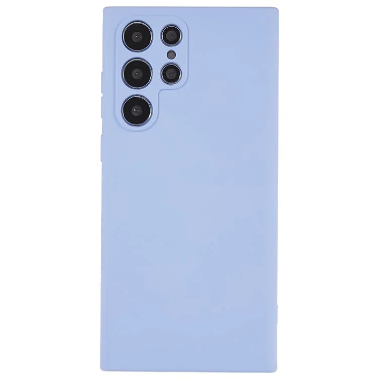 For Samsung Galaxy S22 Ultra 5G TPU Shock-Absorption Flexible Phone Case Liquid Silicone Texture 2.0mm Thick Arc Edge Camera Protection Cover
