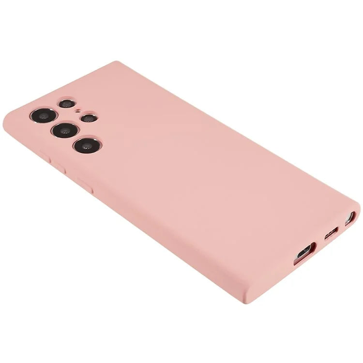 For Samsung Galaxy S22 Ultra 5G TPU Shock-Absorption Flexible Phone Case Liquid Silicone Texture 2.0mm Thick Arc Edge Camera Protection Cover