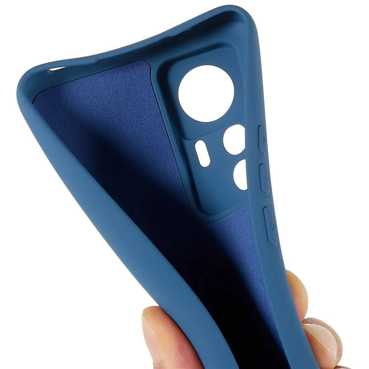 For Xiaomi 12T Pro 5G Soft TPU Anti-Fingerprint Phone Case Liquid Silicone Texture 2.0mm Thick Arc Edge Shock Absorption Protective Cover