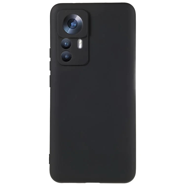 For Xiaomi 12T Pro 5G Soft TPU Anti-Fingerprint Phone Case Liquid Silicone Texture 2.0mm Thick Arc Edge Shock Absorption Protective Cover