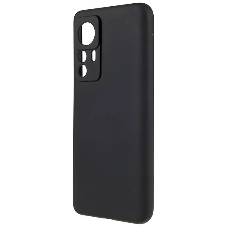 For Xiaomi 12T Pro 5G Soft TPU Anti-Fingerprint Phone Case Liquid Silicone Texture 2.0mm Thick Arc Edge Shock Absorption Protective Cover