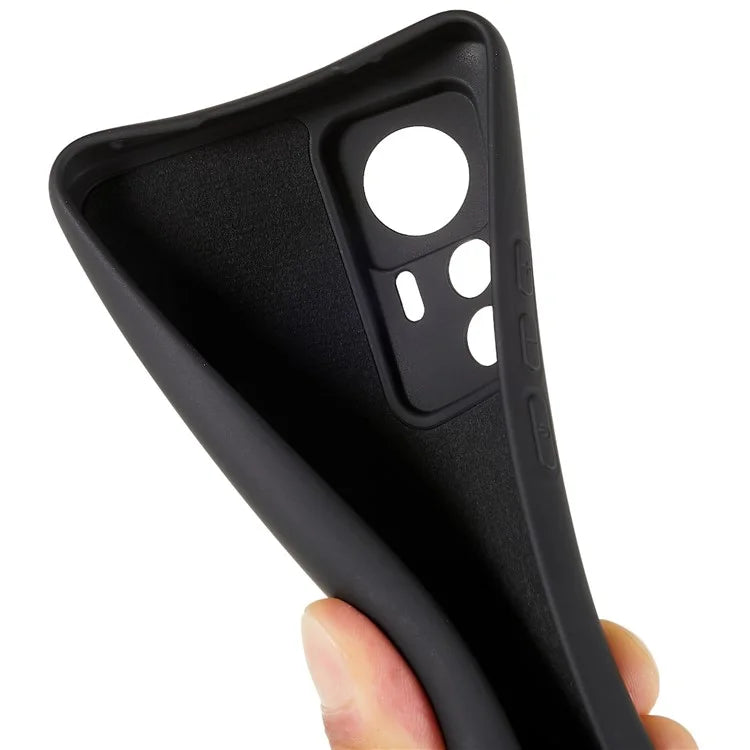 For Xiaomi 12T Pro 5G Soft TPU Anti-Fingerprint Phone Case Liquid Silicone Texture 2.0mm Thick Arc Edge Shock Absorption Protective Cover