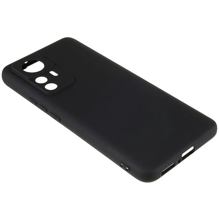 For Xiaomi 12T Pro 5G Soft TPU Anti-Fingerprint Phone Case Liquid Silicone Texture 2.0mm Thick Arc Edge Shock Absorption Protective Cover