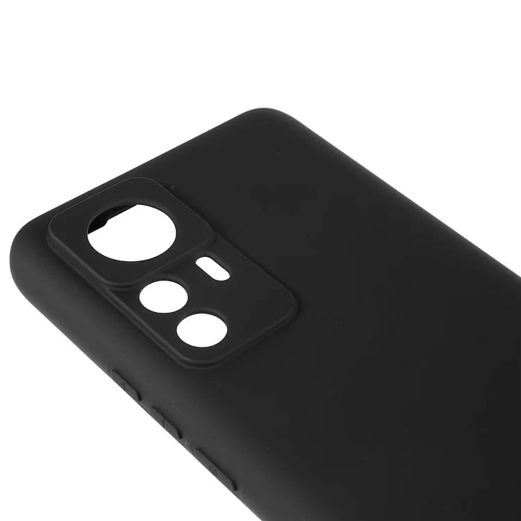 For Xiaomi 12T Pro 5G Soft TPU Anti-Fingerprint Phone Case Liquid Silicone Texture 2.0mm Thick Arc Edge Shock Absorption Protective Cover