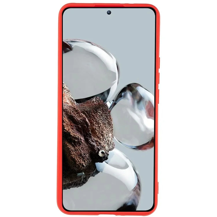 For Xiaomi 12T Pro 5G Soft TPU Anti-Fingerprint Phone Case Liquid Silicone Texture 2.0mm Thick Arc Edge Shock Absorption Protective Cover