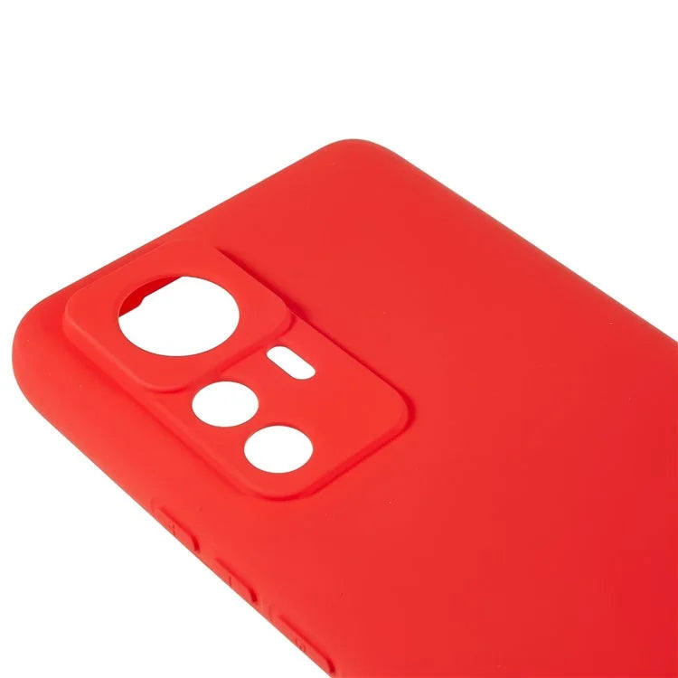 For Xiaomi 12T Pro 5G Soft TPU Anti-Fingerprint Phone Case Liquid Silicone Texture 2.0mm Thick Arc Edge Shock Absorption Protective Cover