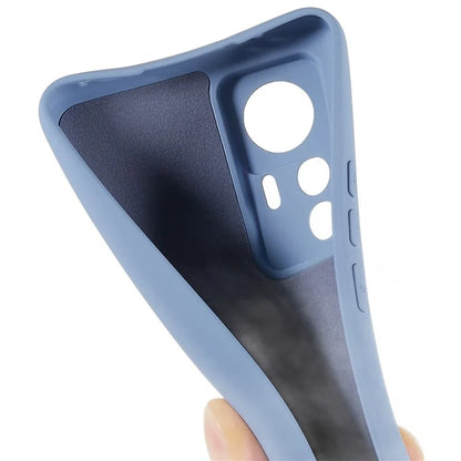 For Xiaomi 12T Pro 5G Soft TPU Anti-Fingerprint Phone Case Liquid Silicone Texture 2.0mm Thick Arc Edge Shock Absorption Protective Cover