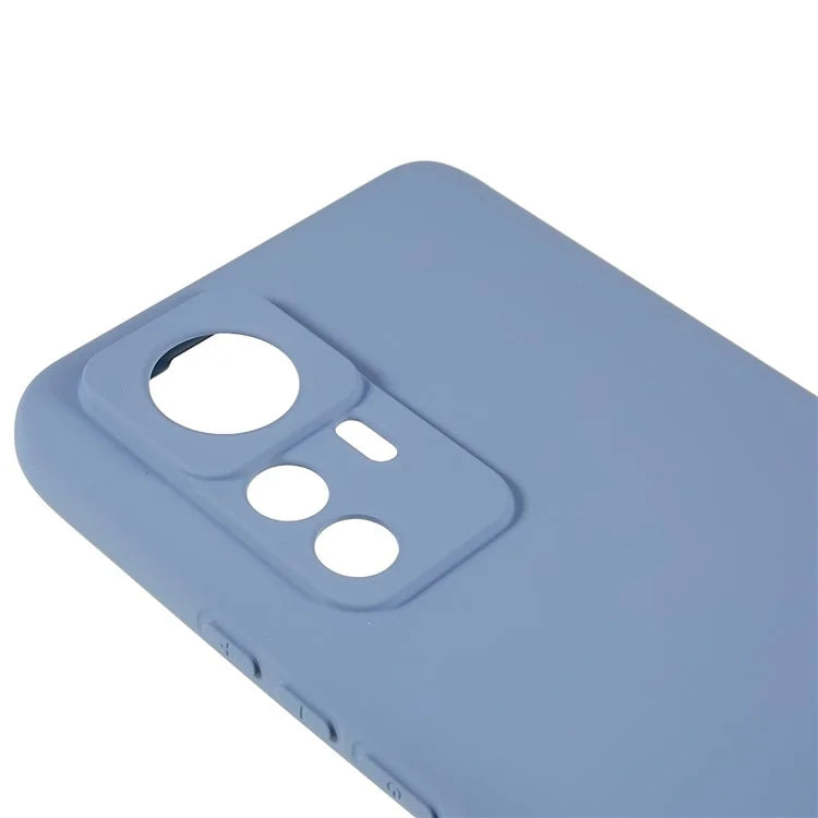 For Xiaomi 12T Pro 5G Soft TPU Anti-Fingerprint Phone Case Liquid Silicone Texture 2.0mm Thick Arc Edge Shock Absorption Protective Cover
