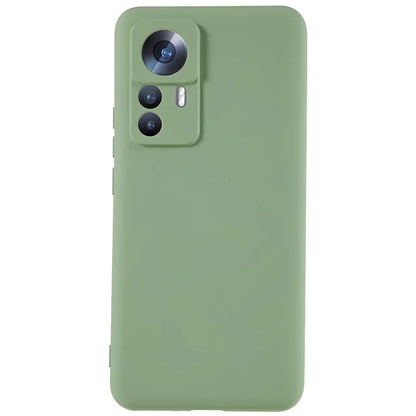 For Xiaomi 12T Pro 5G Soft TPU Anti-Fingerprint Phone Case Liquid Silicone Texture 2.0mm Thick Arc Edge Shock Absorption Protective Cover