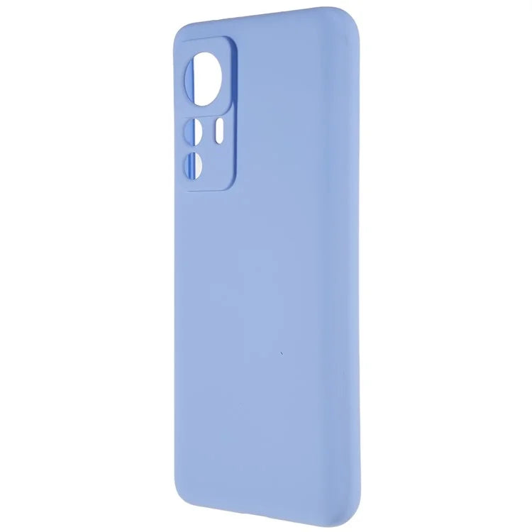 For Xiaomi 12T Pro 5G Soft TPU Anti-Fingerprint Phone Case Liquid Silicone Texture 2.0mm Thick Arc Edge Shock Absorption Protective Cover