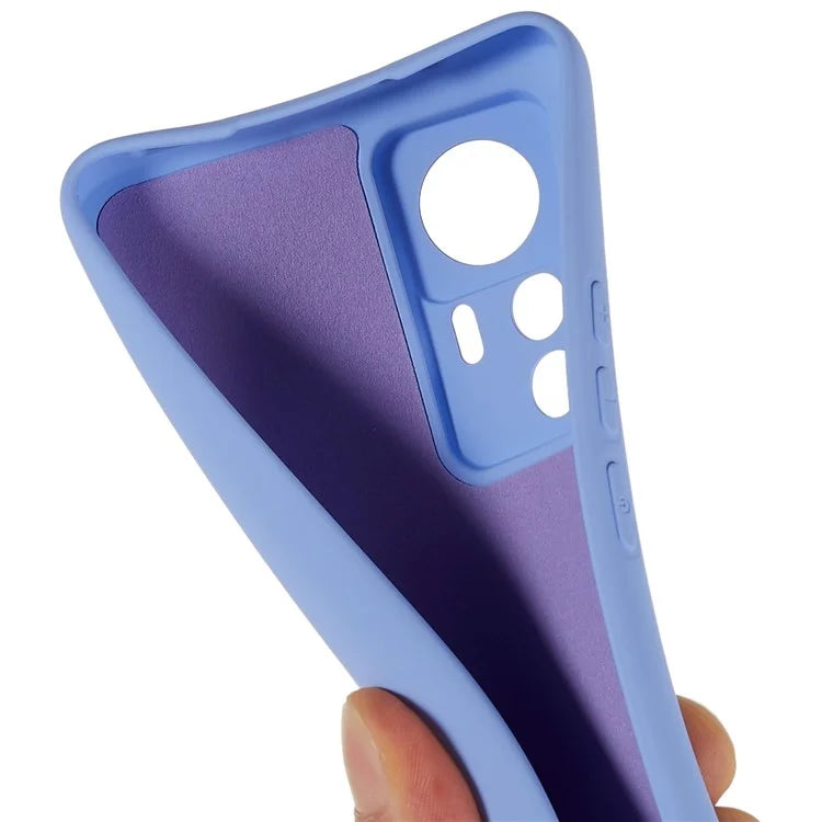 For Xiaomi 12T Pro 5G Soft TPU Anti-Fingerprint Phone Case Liquid Silicone Texture 2.0mm Thick Arc Edge Shock Absorption Protective Cover