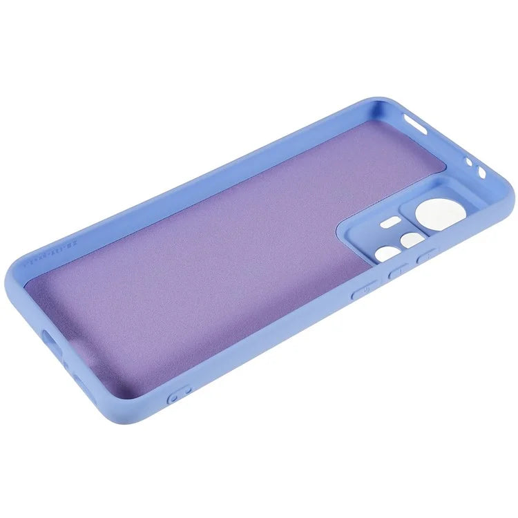 For Xiaomi 12T Pro 5G Soft TPU Anti-Fingerprint Phone Case Liquid Silicone Texture 2.0mm Thick Arc Edge Shock Absorption Protective Cover