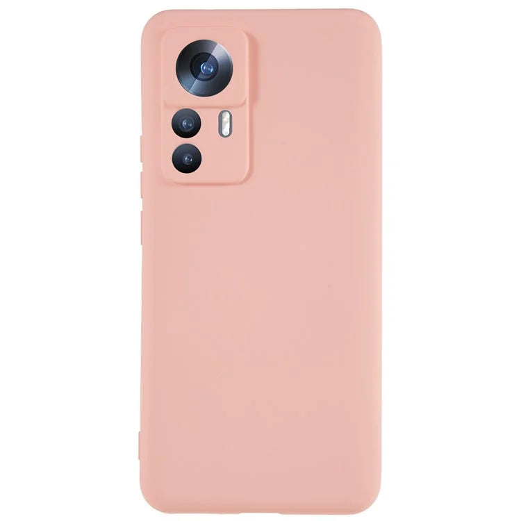For Xiaomi 12T Pro 5G Soft TPU Anti-Fingerprint Phone Case Liquid Silicone Texture 2.0mm Thick Arc Edge Shock Absorption Protective Cover