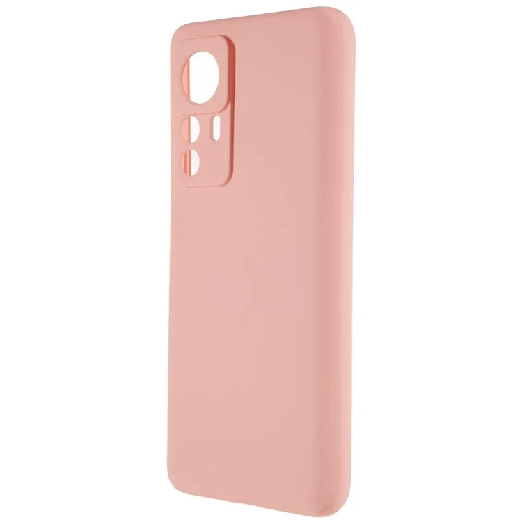 For Xiaomi 12T Pro 5G Soft TPU Anti-Fingerprint Phone Case Liquid Silicone Texture 2.0mm Thick Arc Edge Shock Absorption Protective Cover