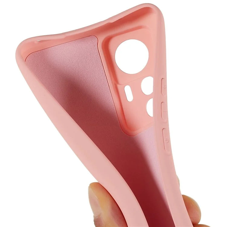 For Xiaomi 12T Pro 5G Soft TPU Anti-Fingerprint Phone Case Liquid Silicone Texture 2.0mm Thick Arc Edge Shock Absorption Protective Cover