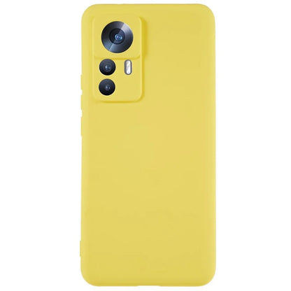 For Xiaomi 12T Pro 5G Soft TPU Anti-Fingerprint Phone Case Liquid Silicone Texture 2.0mm Thick Arc Edge Shock Absorption Protective Cover