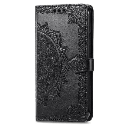 For Samsung Galaxy S23 Ultra Embossed Mandala Pattern Phone Case Stand Shockproof PU Leather Wallet Folio Cover with Strap