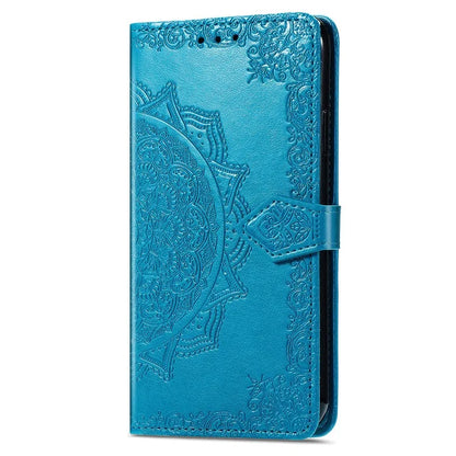 For Samsung Galaxy S23 Ultra Embossed Mandala Pattern Phone Case Stand Shockproof PU Leather Wallet Folio Cover with Strap