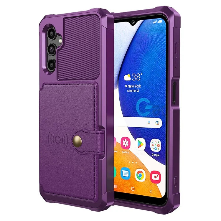 ZM03 For Samsung Galaxy A14 5G  /  A14 4G Case PU Leather Coated TPU Phone Wallet Cover with Magnetic Metal Sheet