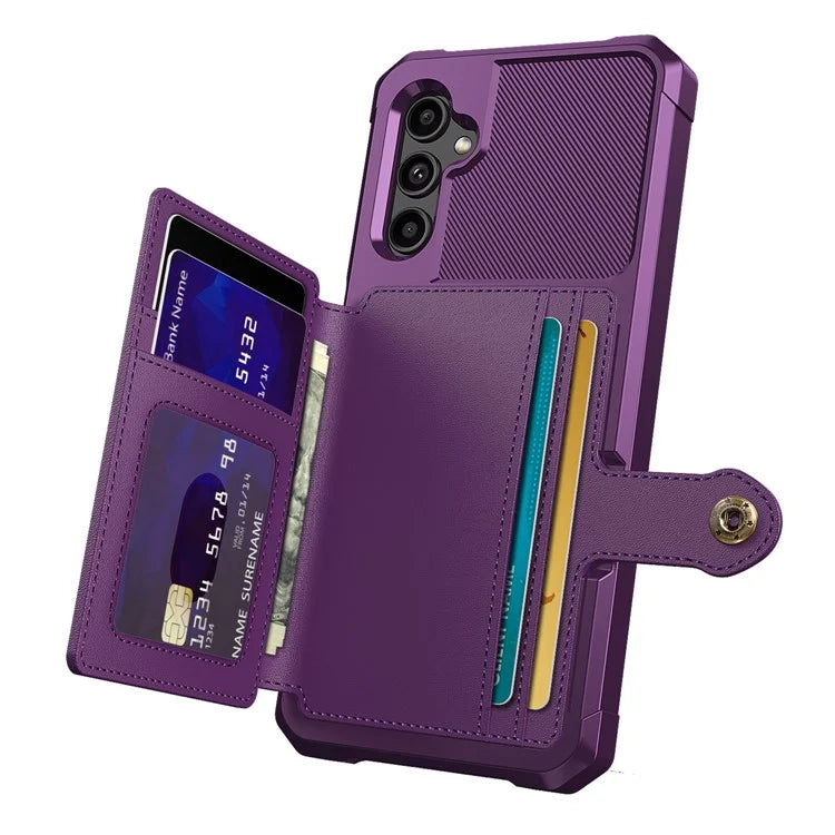 ZM03 For Samsung Galaxy A14 5G  /  A14 4G Case PU Leather Coated TPU Phone Wallet Cover with Magnetic Metal Sheet