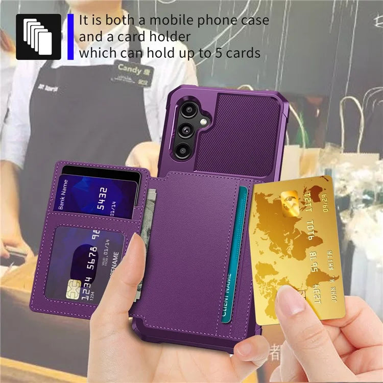 ZM03 For Samsung Galaxy A14 5G  /  A14 4G Case PU Leather Coated TPU Phone Wallet Cover with Magnetic Metal Sheet