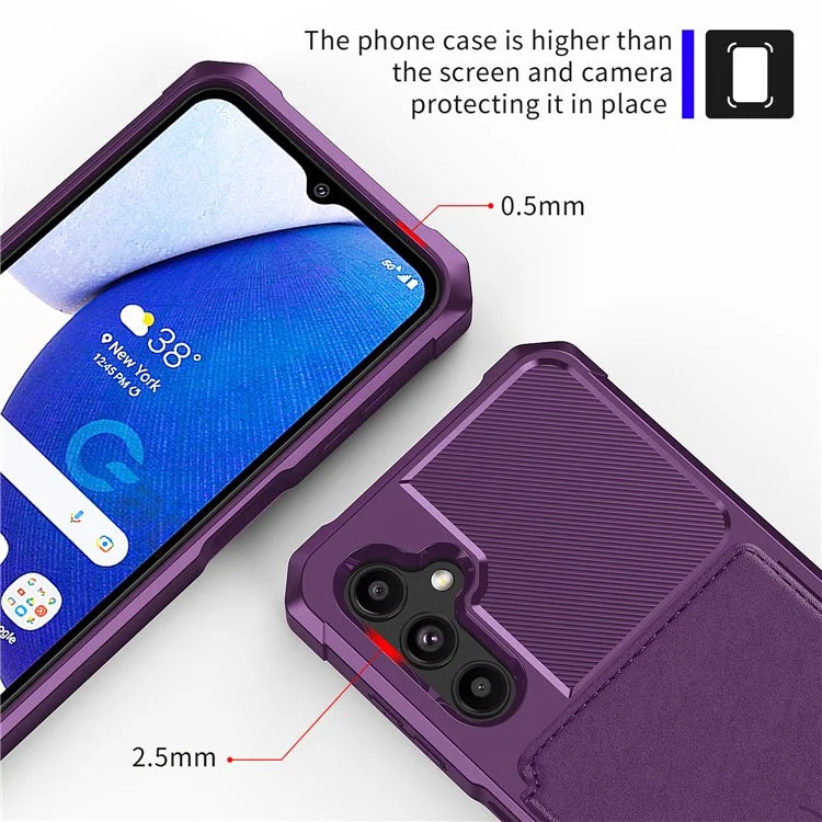 ZM03 For Samsung Galaxy A14 5G  /  A14 4G Case PU Leather Coated TPU Phone Wallet Cover with Magnetic Metal Sheet