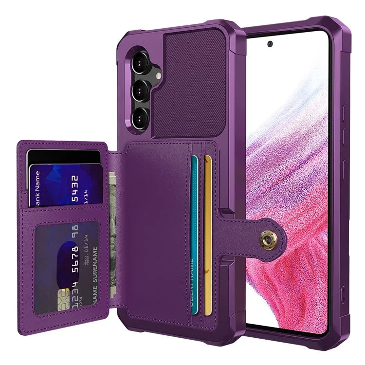 ZM03 For Samsung Galaxy A54 5G Case with Magnetic Metal Sheet PU Leather Coated TPU Card Holder Phone Cover
