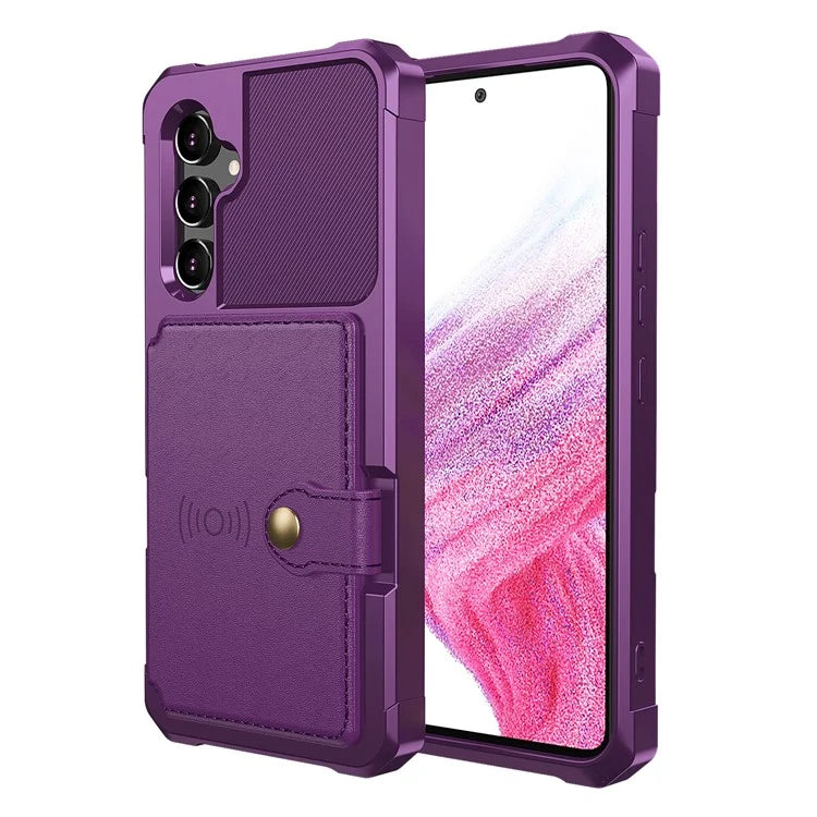 ZM03 For Samsung Galaxy A54 5G Case with Magnetic Metal Sheet PU Leather Coated TPU Card Holder Phone Cover
