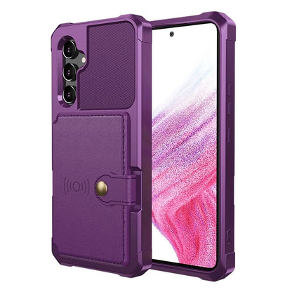 ZM03 For Samsung Galaxy A54 5G Case with Magnetic Metal Sheet PU Leather Coated TPU Card Holder Phone Cover