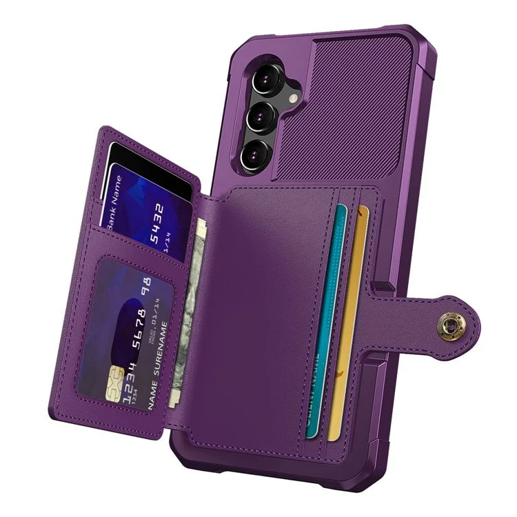 ZM03 For Samsung Galaxy A54 5G Case with Magnetic Metal Sheet PU Leather Coated TPU Card Holder Phone Cover