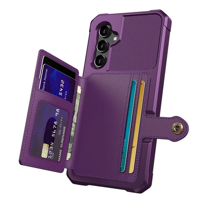 ZM03 For Samsung Galaxy A54 5G Case with Magnetic Metal Sheet PU Leather Coated TPU Card Holder Phone Cover