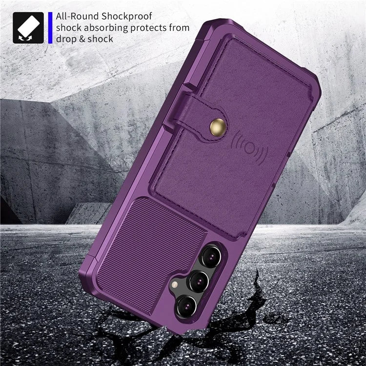 ZM03 For Samsung Galaxy A54 5G Case with Magnetic Metal Sheet PU Leather Coated TPU Card Holder Phone Cover