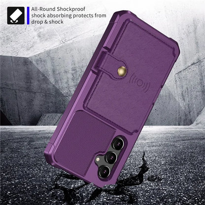 ZM03 For Samsung Galaxy A54 5G Case with Magnetic Metal Sheet PU Leather Coated TPU Card Holder Phone Cover