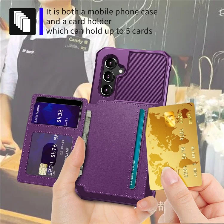 ZM03 For Samsung Galaxy A54 5G Case with Magnetic Metal Sheet PU Leather Coated TPU Card Holder Phone Cover