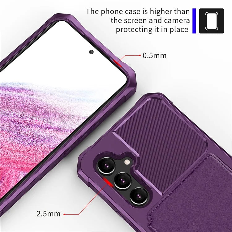 ZM03 For Samsung Galaxy A54 5G Case with Magnetic Metal Sheet PU Leather Coated TPU Card Holder Phone Cover