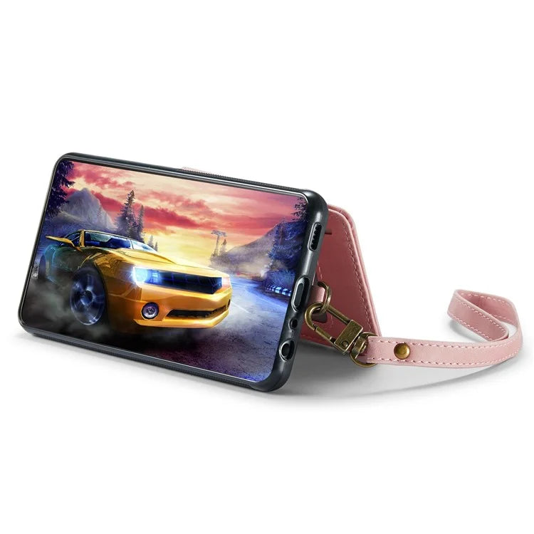 CASEME C20 Series Phone Case for Samsung Galaxy A14 5G / A14 4G RFID Blocking Zipper Pocket Kickstand Wallet Cover with Strap