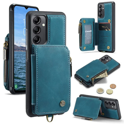 CASEME C20 Series Phone Case for Samsung Galaxy A14 5G / A14 4G RFID Blocking Zipper Pocket Kickstand Wallet Cover with Strap