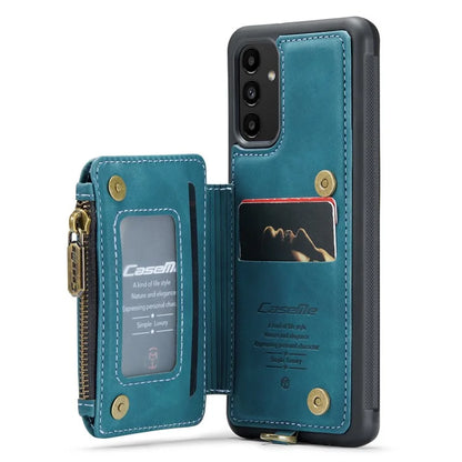 CASEME C20 Series Phone Case for Samsung Galaxy A14 5G / A14 4G RFID Blocking Zipper Pocket Kickstand Wallet Cover with Strap