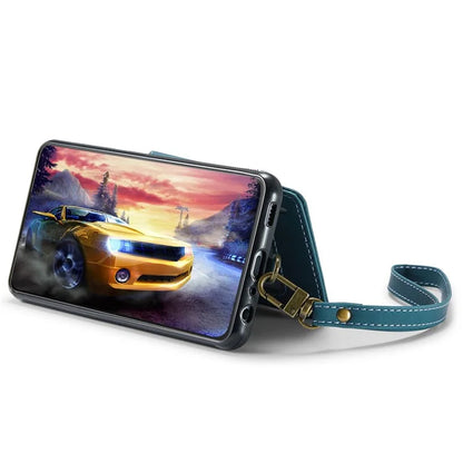 CASEME C20 Series Phone Case for Samsung Galaxy A14 5G / A14 4G RFID Blocking Zipper Pocket Kickstand Wallet Cover with Strap