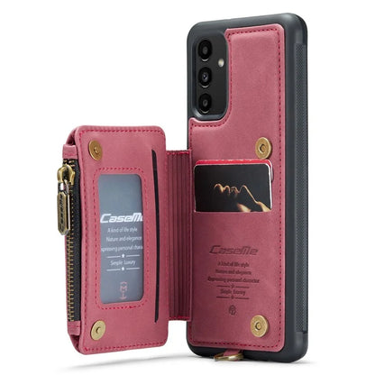 CASEME C20 Series Phone Case for Samsung Galaxy A14 5G / A14 4G RFID Blocking Zipper Pocket Kickstand Wallet Cover with Strap