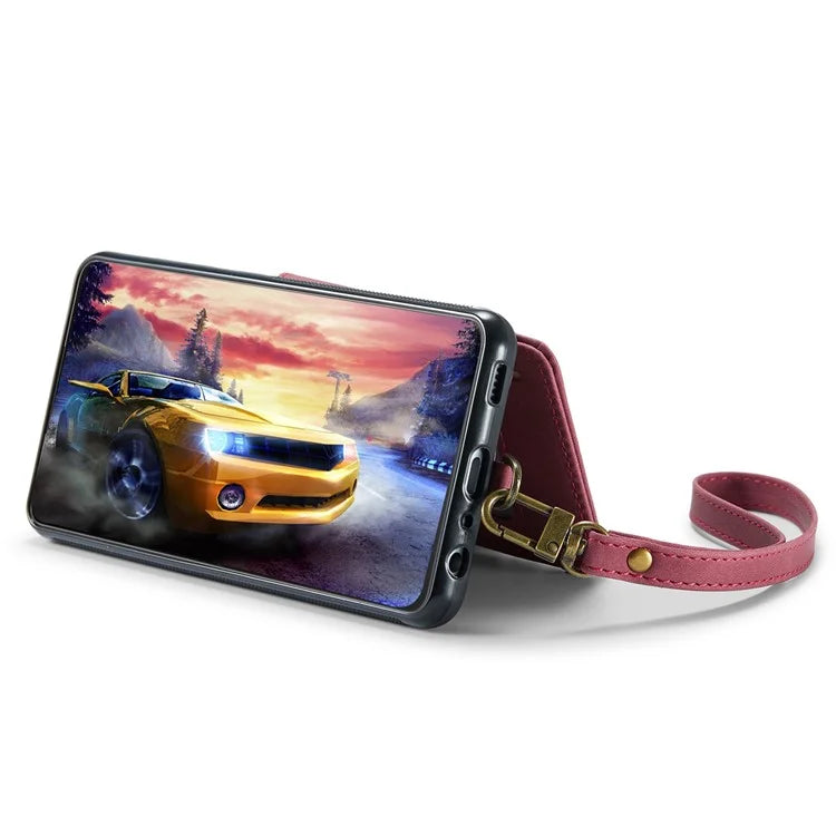 CASEME C20 Series Phone Case for Samsung Galaxy A14 5G / A14 4G RFID Blocking Zipper Pocket Kickstand Wallet Cover with Strap