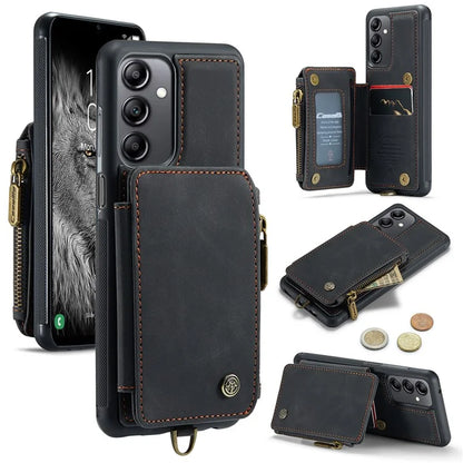CASEME C20 Series Phone Case for Samsung Galaxy A14 5G / A14 4G RFID Blocking Zipper Pocket Kickstand Wallet Cover with Strap